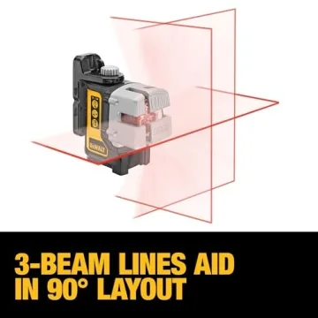 DEWALT Self-Leveling Line Laser, 3-Beam Accuracy