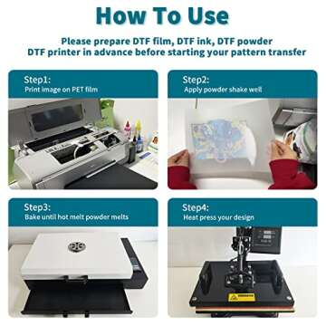 Jecqbor DTF Transfer Film Paper 100 Sheets 13x19 Inch, A3 Plus + Double Sided Heat Transfer Paper, Thick Clear Pretreat PET Sheets for Epson DTF Printer Direct Print On T-Shirts Textile