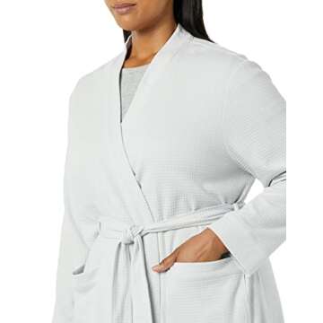 Amazon Essentials Women's Lightweight Waffle Mid-Length Robe (Available in Plus Size), Light Grey, XX-Large