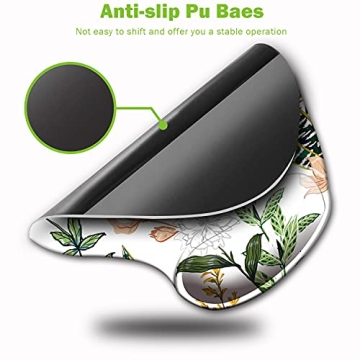 Ergonomic Mouse Pad with Wrist Support Non-Slip PU Base