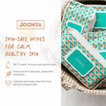 Joonya Baby Wipes - Non-Toxic, Earth-Friendly Baby Wipes for Calm, Healthy Skin - Fragrance Free Bab...