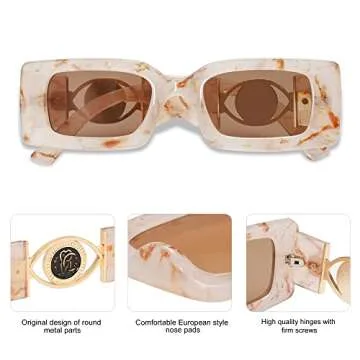 Allarallvr Y2K Rectangle Sunglasses for Women Vintage Trendy 90S Gafas De Sol Para Mujer Sun Glasses AR82074