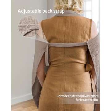 Blissful Diary Muslin Nursing Cover for Breastfeeding, Breathable Breastfeeding Cover up with Arch Neckline for Women, Nursing Apron (Agreeable Gray)