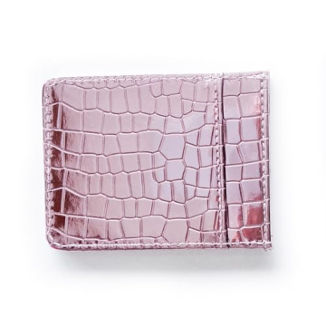 SWEDEY Slim Metallic Faux Crocodile Card Holder