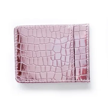 SWEDEY Slim Metallic Faux Crocodile Card Holder