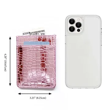 SWEDEY Slim Metallic Faux Crocodile Card Holder