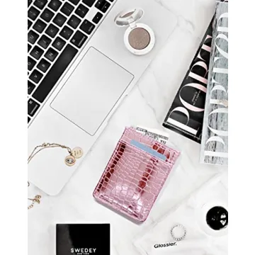 SWEDEY Slim Metallic Faux Crocodile Card Holder