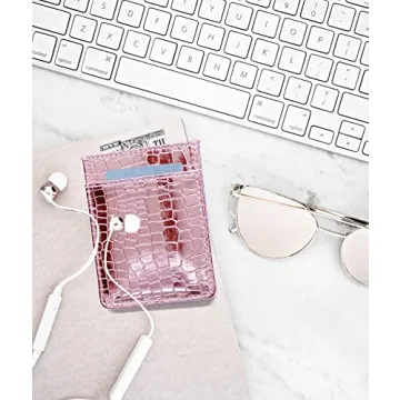 SWEDEY Slim Metallic Faux Crocodile Card Holder