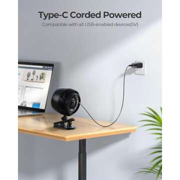 Koonie USB Clip on Fan - Strong Wind & Quiet Design