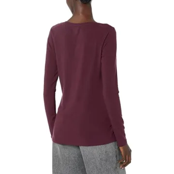 Classic-Fit Long-Sleeve Crewneck T-Shirt for Women