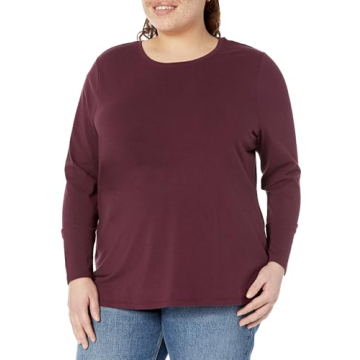 Classic-Fit Long-Sleeve Crewneck T-Shirt for Women