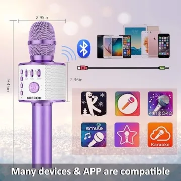 BONAOK Wireless Bluetooth Karaoke Microphone 3-in-1 Portable Speaker