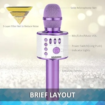 BONAOK Wireless Bluetooth Karaoke Microphone 3-in-1 Portable Speaker