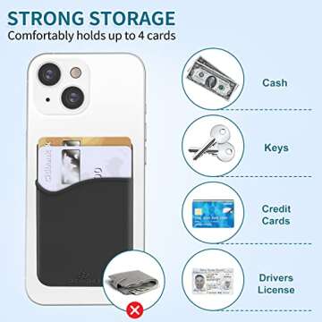 SHANSHUI Phone Card Holder - Silicone Wallet with Strong Adhesive