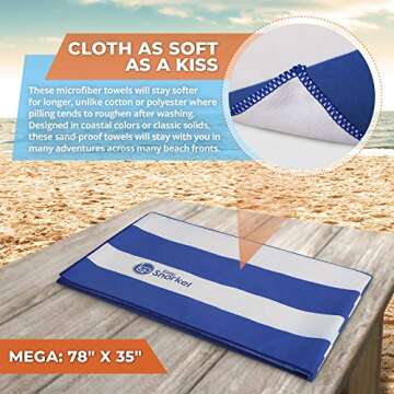 Microfiber Beach Towel H20 Aqua-Tech | Quick Dry,Travel Towel- 3X More Absorbent | Large, Compact, Sand Proof Design Made for Traveling | Mega 78”x35” and XL Size. Best for Swim,Pool,Camping,Blanket