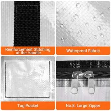 BlissTotes Moving Bags, 8-Pack Storage Bags, Heavy Duty Extra Large Moving Totes, Clear moving Bags, Reinforced Handles & Tag Pocket, Christmas Totes (93L-8 Packs)