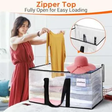 BlissTotes Moving Bags, 8-Pack Storage Bags, Heavy Duty Extra Large Moving Totes, Clear moving Bags, Reinforced Handles & Tag Pocket, Christmas Totes (93L-8 Packs)