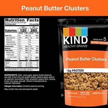KIND HEALTHY GRAINS Granola, Healthy Snack, Peanut Butter Granola Clusters, 10g Protein, Snack Mix 11 OZ (3 Pack)