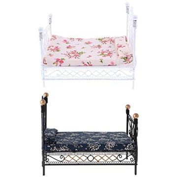 Cuteam European Style Dollhouse Bed with Mattress & Pillow