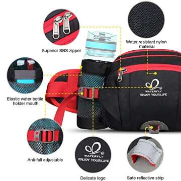 Durable WATERFLY Fanny Pack with Water Bottle Holders