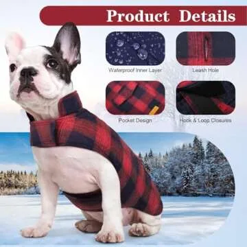 Kuoser Dog Winter Coat, Reversible Dog Jacket, Warm Dog Coat British Style Puppy Cold Weather Coat, Windproof Dog Clothes Dog Vest for Small Medium and Large Dogs Red M