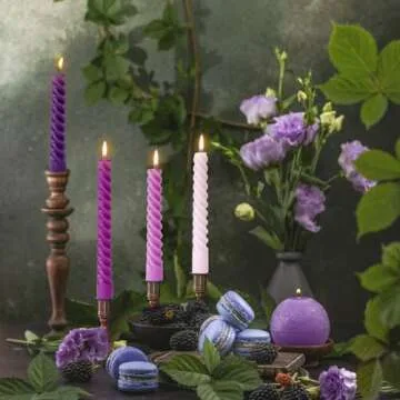 10 Inch Spiral Taper Candles for Home Decoration, 4 Pack Purple-Gradient Candlesticks for Dinner Par...