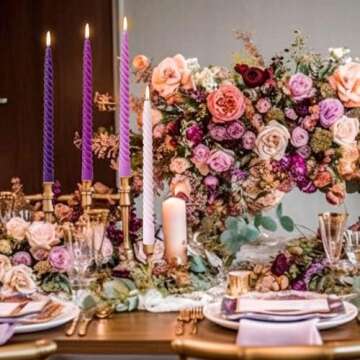 10 Inch Spiral Taper Candles for Home Decoration, 4 Pack Purple-Gradient Candlesticks for Dinner Party Holiday Religious Ceremonies and Meditation