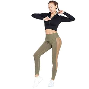 Urhapc Women's Workout Crop Top Fitted Long Sleeve Sweatshirt