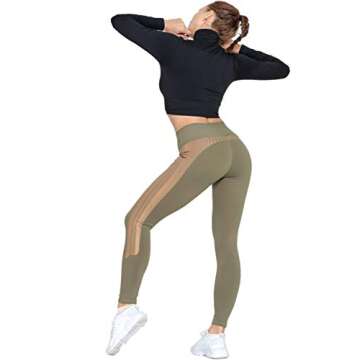 Urhapc Women's Workout Crop Top Fitted Long Sleeve Sweatshirt