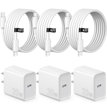 iPhone 16 15 Charger Fast Charging 3 Pack USB C Charger Block Type C Charger 6FT Cord Wall Charger C...