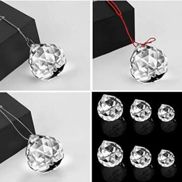 MerryNine 6 Pcs Clear Crystal Ball Prism Sun Shine Catcher Rainbow Pendants Maker, Hanging Crystals Prisms for Windows, for Feng Shui (30mm/40mm/50mm 6Pack)