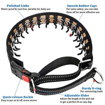Mayerzon Martingale Collar for Small Medium Large Dogs, Patented Anti Pull Dog Collar with Reflective Strip and Buckle for Walking Training, Safe for Night Walk(L, Black)