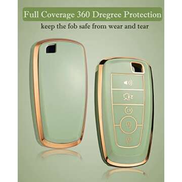 Cacacar for Ford Key Fob Cover with keychain, for Explorer Bronco Escape Edge Expedition Mustang F150 Fusion Ranger Lincoln Premium Soft TPU Full Protection Key Case Remote Key Holder (Size B-Black)