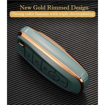 Cacacar for Ford Key Fob Cover with keychain, for Explorer Bronco Escape Edge Expedition Mustang F150 Fusion Ranger Lincoln Premium Soft TPU Full Protection Key Case Remote Key Holder (Size B-Black)