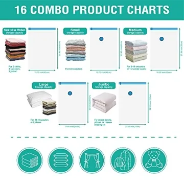 16 Pack Vacuum Storage Bags for Efficient Packing Solutions