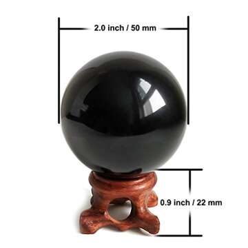 Mina Heal Black Obsidian Sphere for Meditation, Feng Shui, and Divination – Authentic Obsidian Cry...