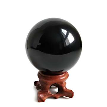 Mina Heal Black Obsidian Sphere for Meditation, Feng Shui, and Divination – Authentic Obsidian Crystal Ball for Protection and Energy Cleansing