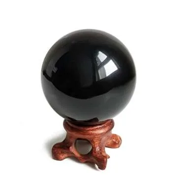 Mina Heal Black Obsidian Sphere for Meditation, Feng Shui, and Divination – Authentic Obsidian Crystal Ball for Protection and Energy Cleansing