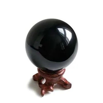 Mina Heal Black Obsidian Sphere for Meditation, Feng Shui, and Divination – Authentic Obsidian Crystal Ball for Protection and Energy Cleansing