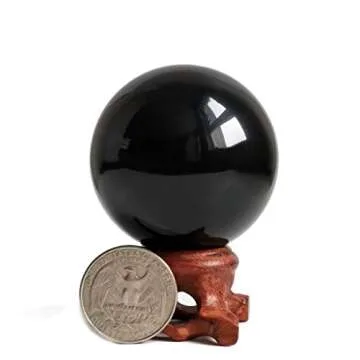 Mina Heal Black Obsidian Sphere for Meditation, Feng Shui, and Divination – Authentic Obsidian Crystal Ball for Protection and Energy Cleansing