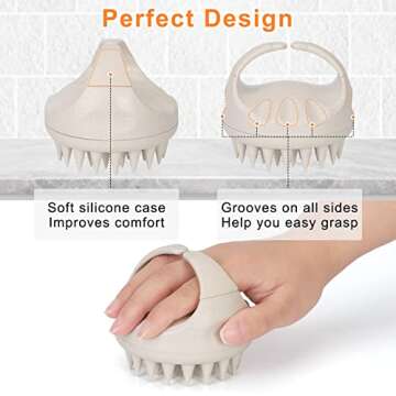 CiCiKiea Scalp Massager, Hair Scrub Brush with Soft Flexible Silicone Bristles, Wet/Dry Use, Gentle Exfoliation, Dandruff Removal, Hair Growth, Stress Relief, Blood Flow Control