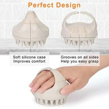 CiCiKiea Scalp Massager, Hair Scrub Brush with Soft Flexible Silicone Bristles, Wet/Dry Use, Gentle Exfoliation, Dandruff Removal, Hair Growth, Stress Relief, Blood Flow Control