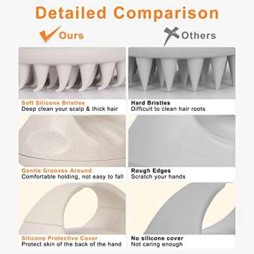 CiCiKiea Scalp Massager, Hair Scrub Brush with Soft Flexible Silicone Bristles, Wet/Dry Use, Gentle Exfoliation, Dandruff Removal, Hair Growth, Stress Relief, Blood Flow Control