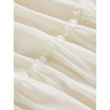 Avanova Women Ruffle High Waist Long Skirt Tiered Layered Flowy Maxi Skirt Beige A Small