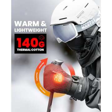 OutdoorMaster Ski Mittens for Women & Men, Waterproof & Windproof Ski Gloves, Winter Warm Snowboardi...