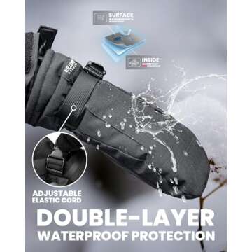 OutdoorMaster Ski Mittens for Women & Men, Waterproof & Windproof Ski Gloves, Winter Warm Snowboarding Gloves