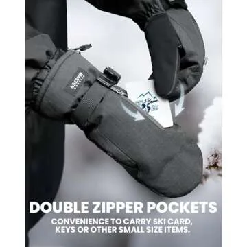 OutdoorMaster Ski Mittens for Women & Men, Waterproof & Windproof Ski Gloves, Winter Warm Snowboarding Gloves