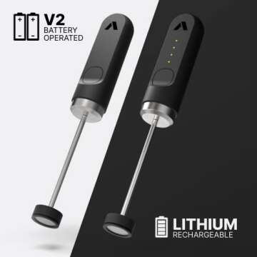 Subminimal NanoFoamer V2 Performance Milk Foamer | NEW Model Edition | Waterproof, Dual-Speed, Stainless Steel | Microfoamed Milk in 30 Seconds, Barista-Style Coffee Drinks Home