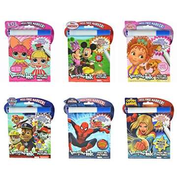 6-Pack Imagine Ink Magic Pictures Coloring Activity Books Set with Mess Free Marker | Mickey Mouse, ...