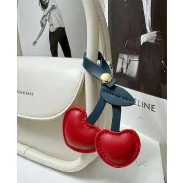 LAEKOU Cherry Bag Charm for Women, Cute Cherry Charms for Purse, Keychain Accessories for Women Handbags Purses